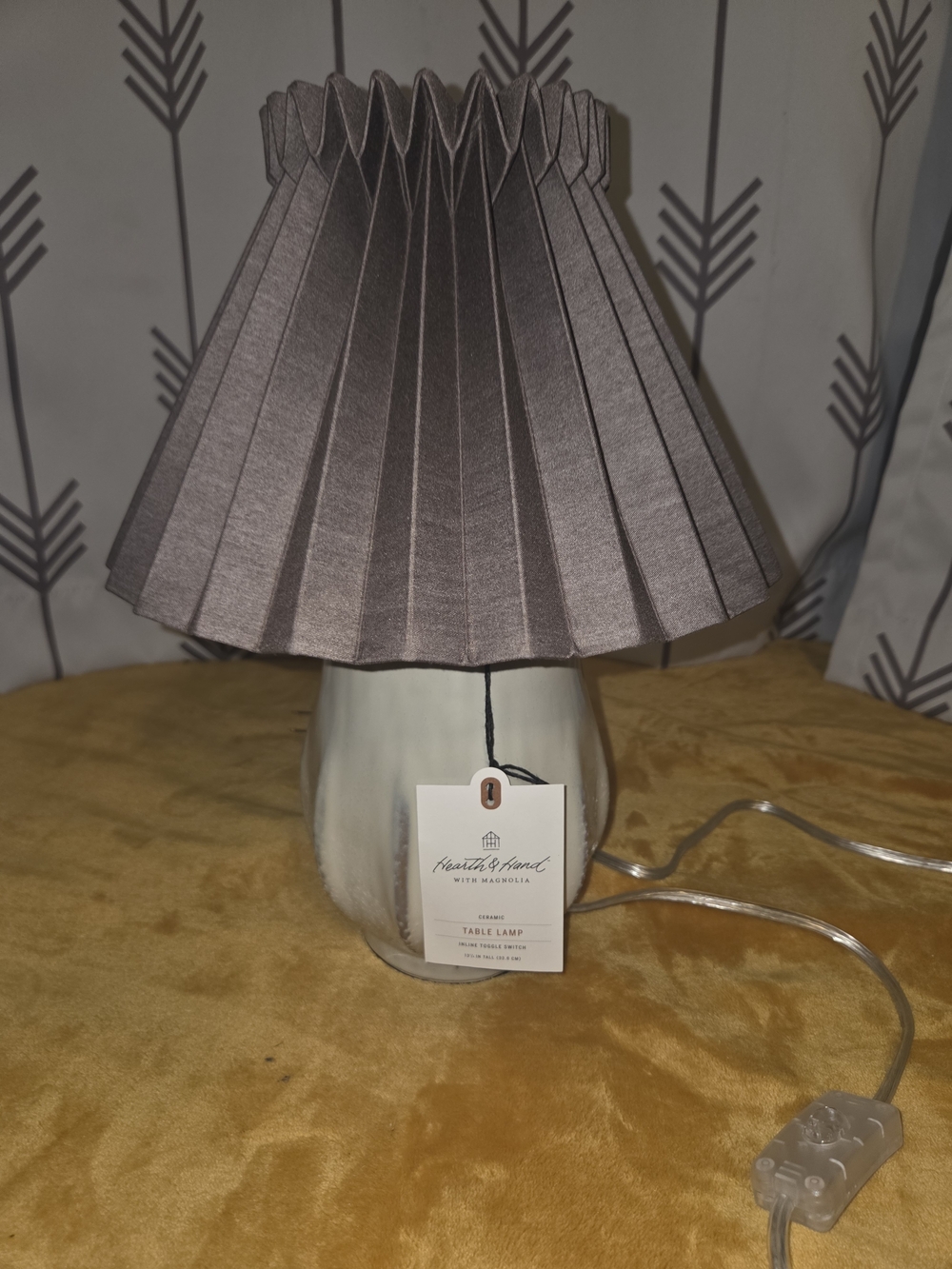 Hearth & Hand  Ceramic Table Lamp with Brown Pleated Shade